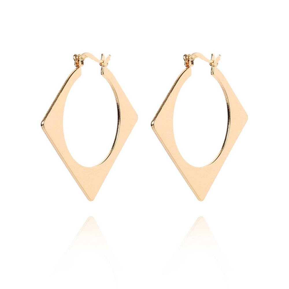 Geometric Square Drop Hoop Earrings - Picture 2 of 4